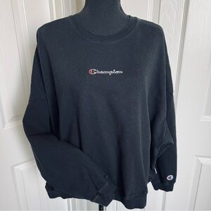 Black Champion Long Sleeved Crew Neck Pullover Sweatshirt Size XXL